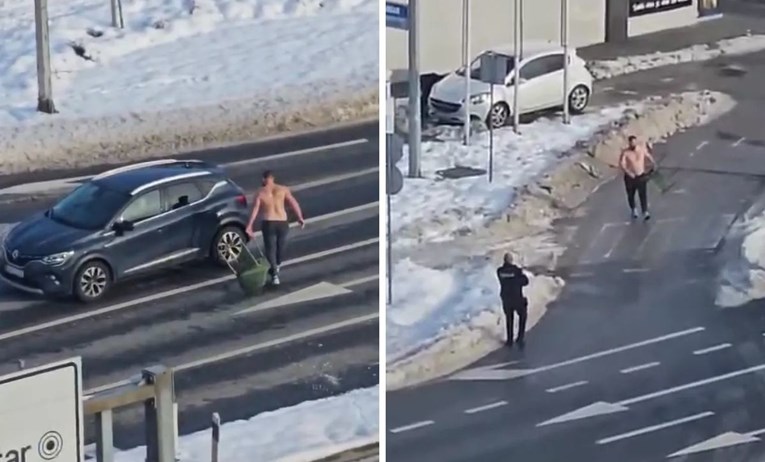 Muškarac gol do pasa bježao policajcima u Karlovcu, sa sobom vukao stolac