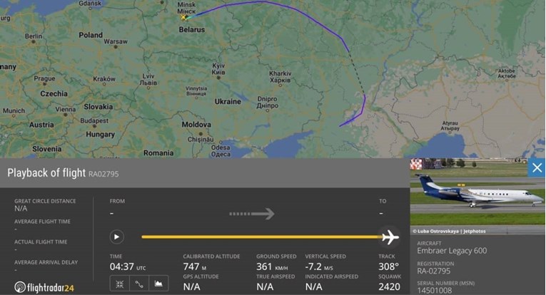 Prigožinov avion sletio u Bjelorusiju