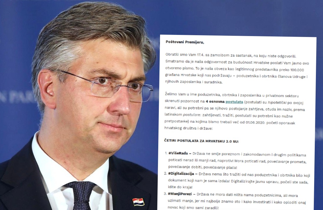 Glas poduzetnika pisao Plenkoviću:  Ovo su četiri stvari koje će oporaviti Hrvatsku