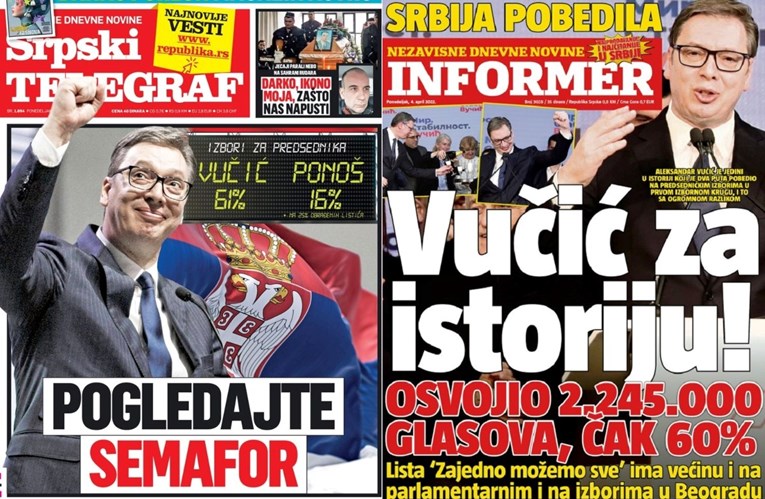 FOTO Ovo su naslovnice srpskih novina nakon Vučićeve premoćne pobjede