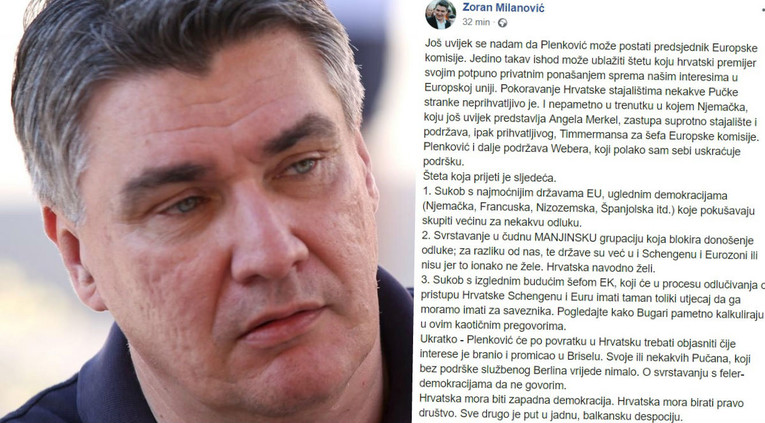 Milanović na Facebooku kritizirao Plenkovića: "Čije interese on točno brani?"