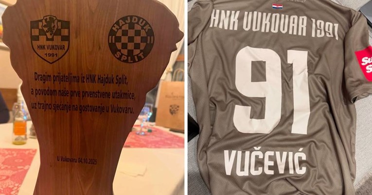 Vukovar je Hajduku poklonio drvenu skulpturu. Evo što piše na njoj