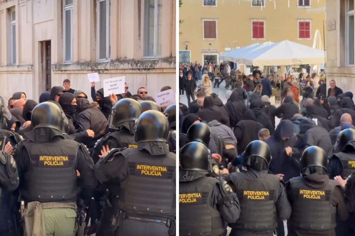 VIDEO Pogledajte naguravanje maskiranih mladića i policije u Zadru