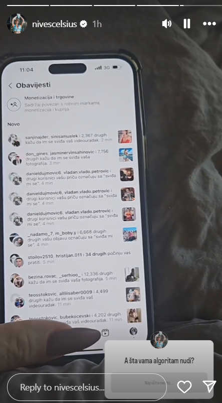 Nives Celzijus pokazala kako izgledaju obavijesti na njenom Instagramu