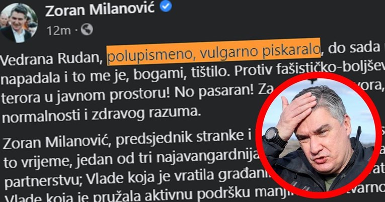 Milanović na Fejsu: Vedrana Rudan je polupismeno, vulgarno piskaralo