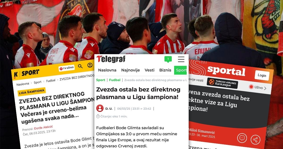 Šok u Srbiji: Više ne pratimo HNL. Zvezda ostala bez izravnog plasmana u Ligu prvaka