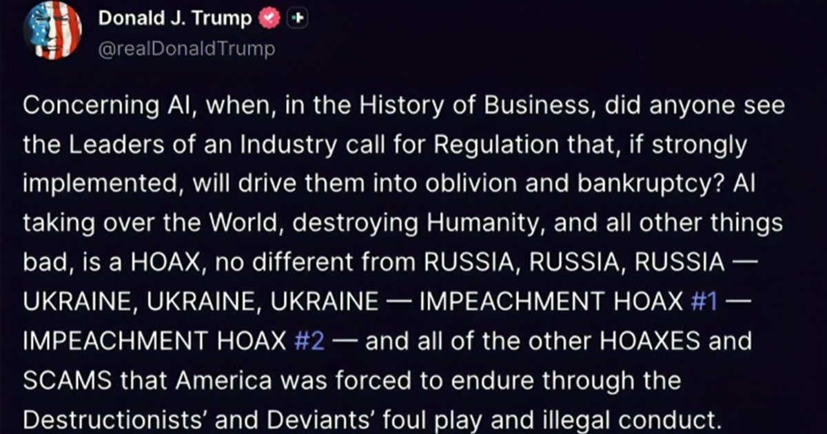 Trump: Tvrdnje da će AI uništiti čovječanstvo su LAŽNA UZBUNA