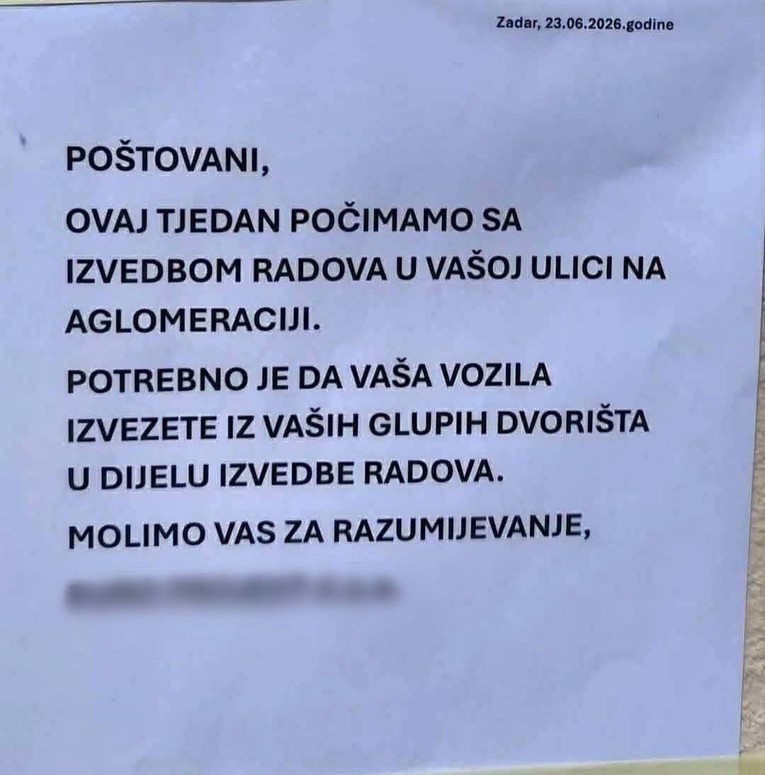 "Najiskrenije ikad": Obavijest o radovima u Zadru nasmijala Fejs