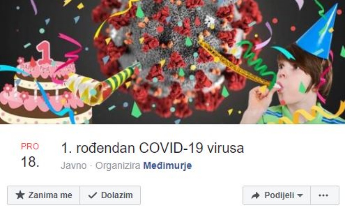 Na Fejsu se pojavio event za prvi rođendan korone, zainteresirane tisuće ljudi