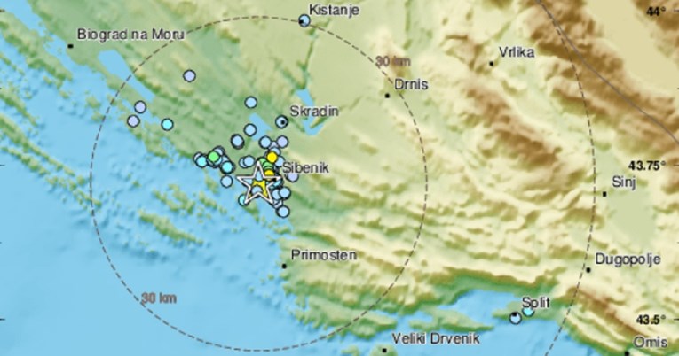 Potres od 2.6 u Dalmaciji, epicentar kod Šibenika