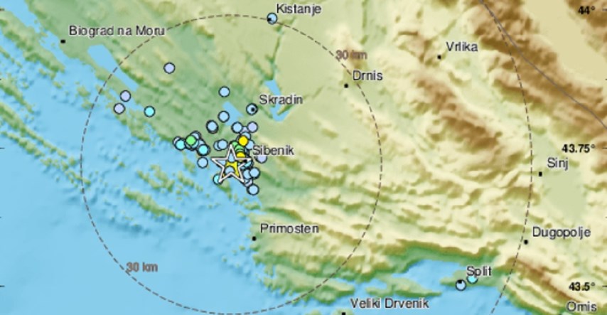 Potres od 2.6 u Dalmaciji, epicentar kod Šibenika