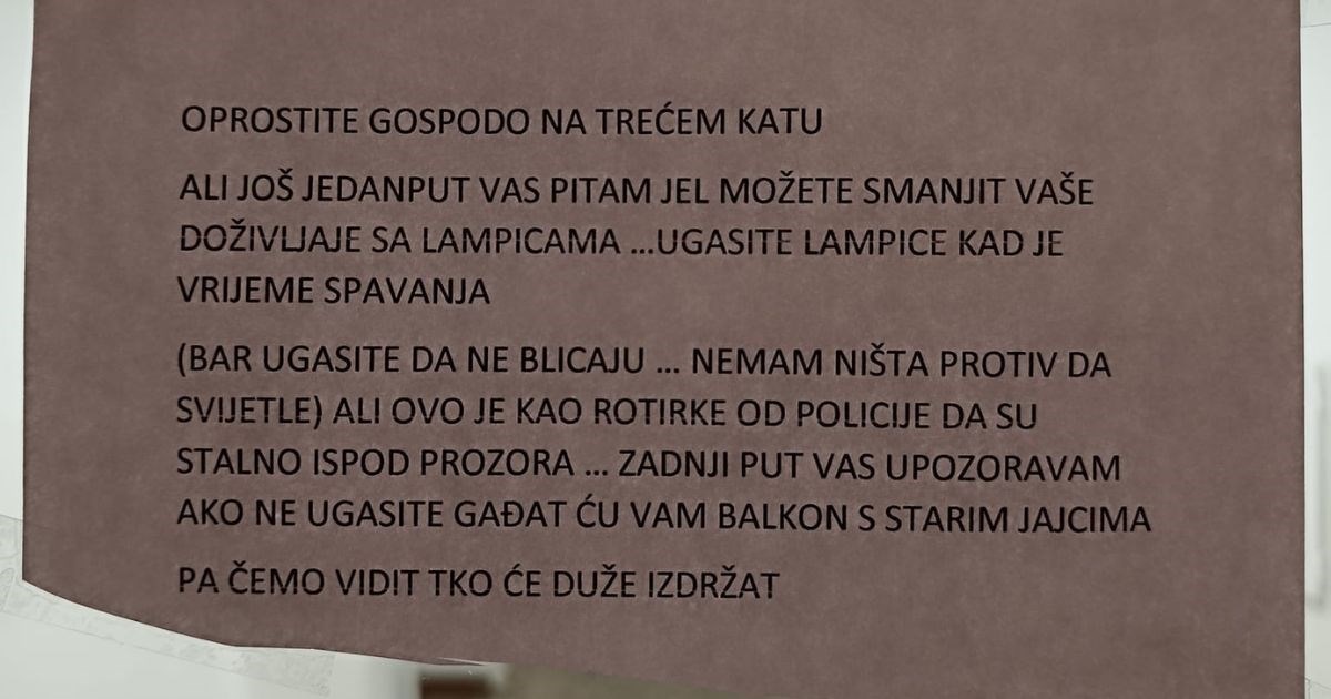 Stanari u Zagrebu se svađaju zbog lampica: "Zadnji put vas upozoravam da ih ugasite"