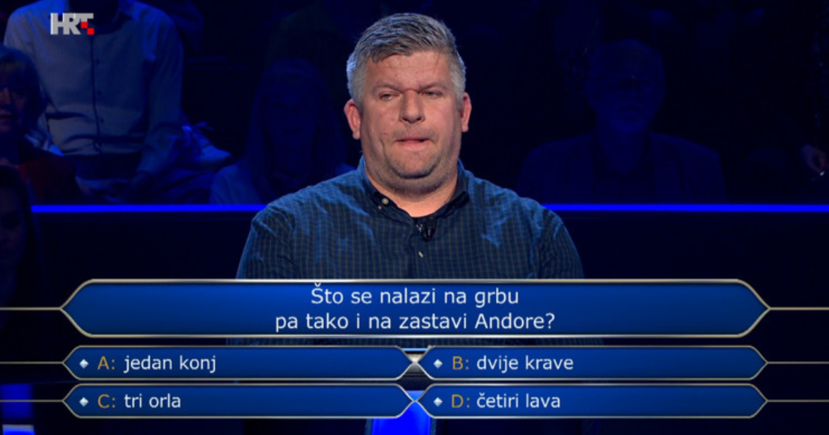 Dino u Milijunašu nije znao koje se životinje nalaze na grbu Andore. Znate li vi?