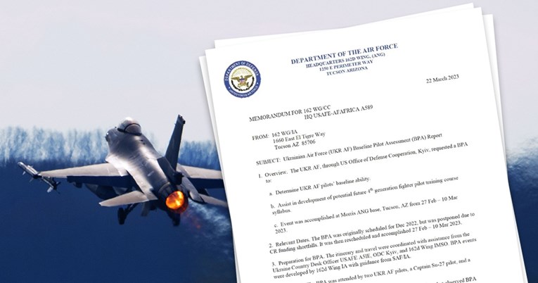 Dokument Pentagona: Ukrajinski piloti testirani na avionima F-16, bili su odlični
