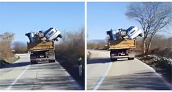 Ljudi ne vjeruju kako je vozač kamiona prevozio olupine auta, snimili ga kod Zadra