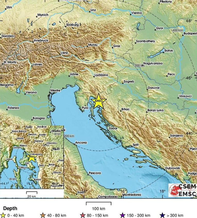 Slab potres jutros na Krku