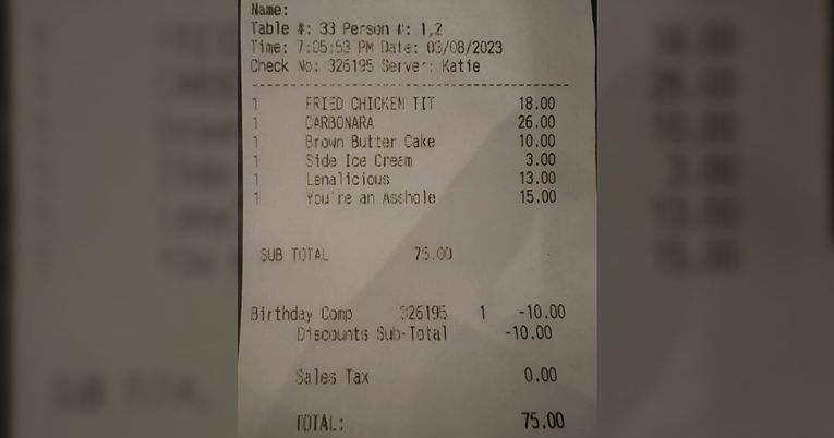 "15 dolara za...": Tip se šokirao kad je pročitao što piše na računu iz restorana 