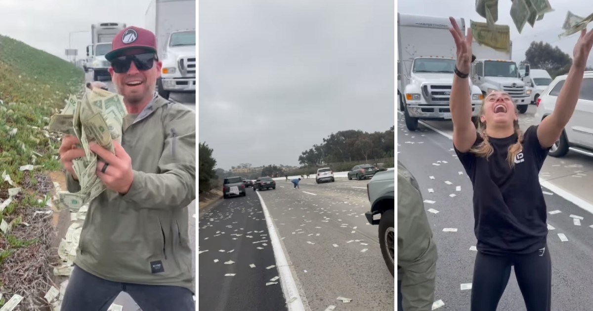 Novac ispao iz vozila i razletio se po cesti, ljudi stali i počeli ga uzimati