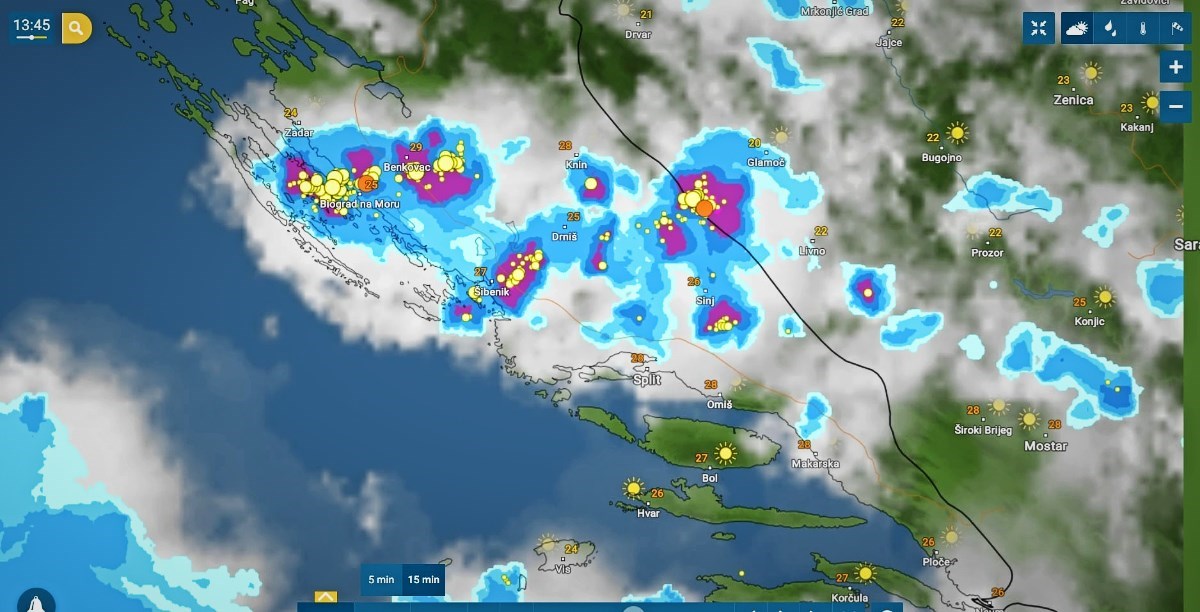 Nevrijeme u sjevernoj Dalmaciji, civilna zaštita izdala upozorenje