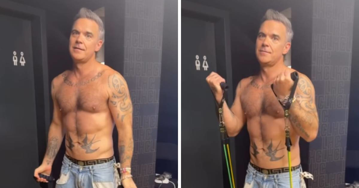 Robbie Williams skinuo majicu i pokazao mišiće, supruga ga snimala