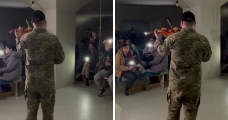 VIDEO Ukrajinci se okupili u skloništu i držali bljeskalice, violinist im zasvirao