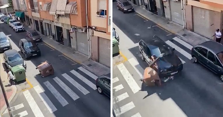 VIDEO Jurećim BMW-om zabio se u kontejner i razvalio parkirane aute