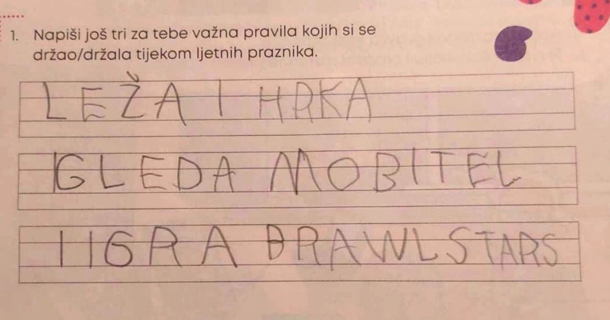 "Dite iskreno napisalo": Odgovor učenika na pitanje o ljetnim praznicima je hit