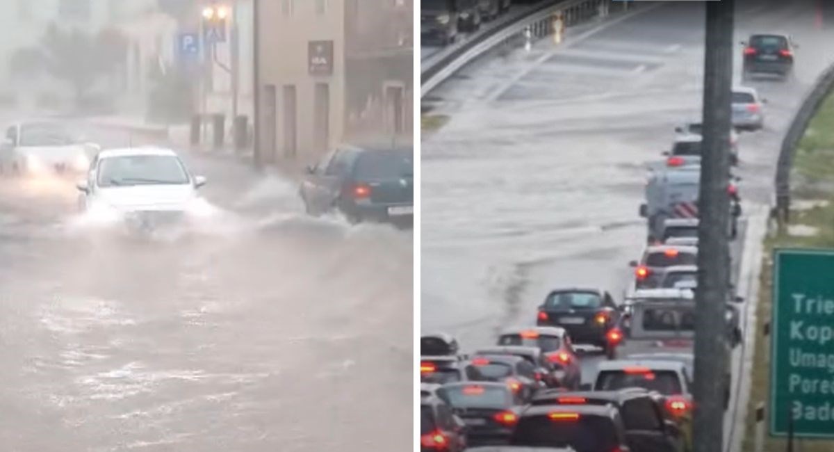 VIDEO Prolom oblaka u Istri, kaos na cestama. Potop u Pazinu i na Istarskom ipsilonu