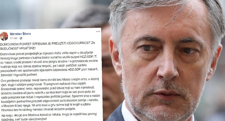 Most odbio koaliciju sa Škorom, on im odgovorio na Facebooku