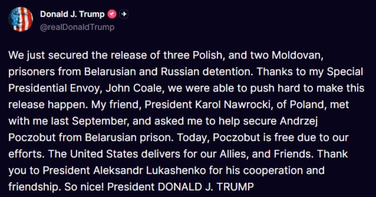 Trump: Dogovorili smo puštanje poljskih i moldavskih zatvorenika iz Rusije i Bjelorusije