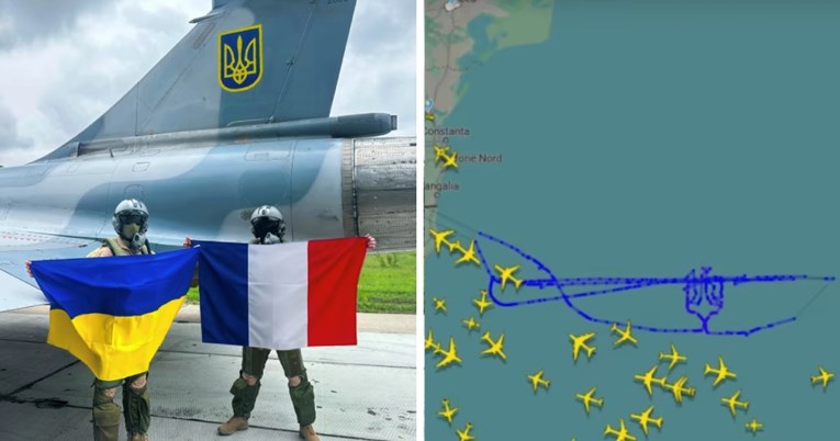 FOTO Ukrajinci dijele rutu francuskog pilota. Iscrtao je njihov grb iznad Crnog mora