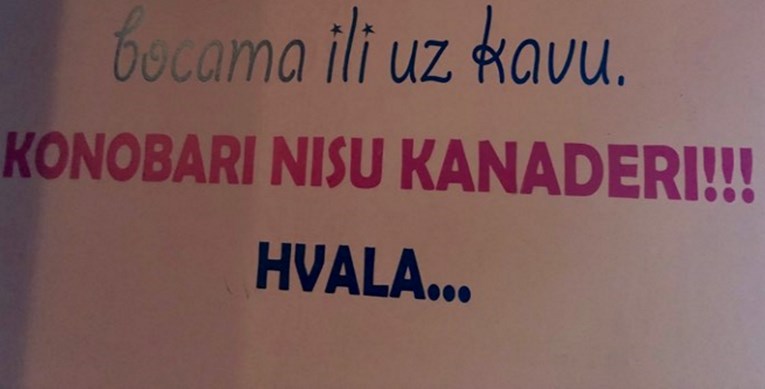 U kafiću u Slavoniji natpisom "zaprijetili" gostima: "Konobari nisu kanaderi"