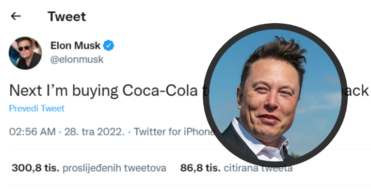 Elon Musk na Twitteru: Sljedeće kupujem Coca-Colu da vratim kokain u nju