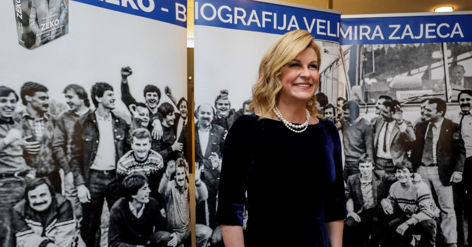 Kolinda na promociji knjige privukla poglede u baršunastoj haljini
