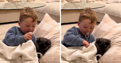 3.5 mil. pregleda: Dječak ušuškavao mačka za spavanje, presladak video oduševio ljude