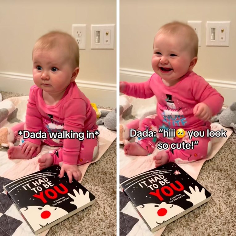 Uzbuđenje bebe kada je tata ušao u prostoriju izmamit će vam osmijeh na lice