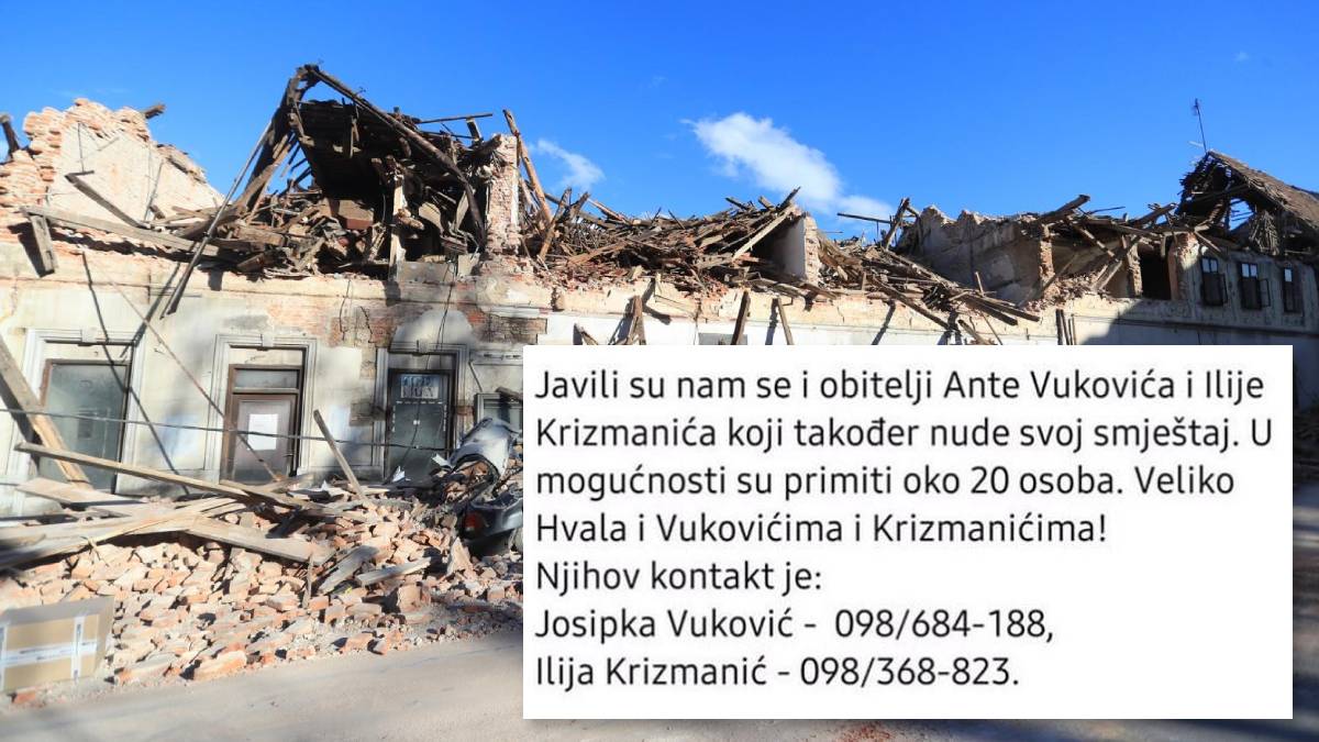 Dobri ljudi nude besplatan smještaj obiteljima koje su zbog potresa ostale bez doma