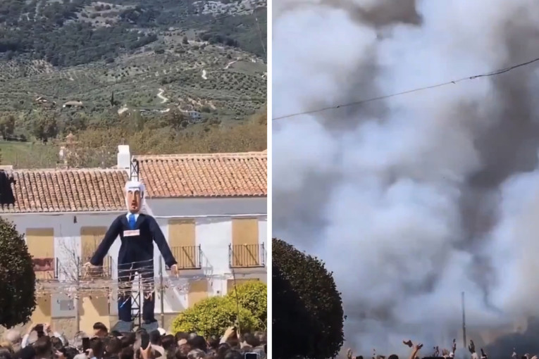VIDEO Lutka Netanyahua dignuta u zrak u Španjolskoj. Izrael oštro reagirao