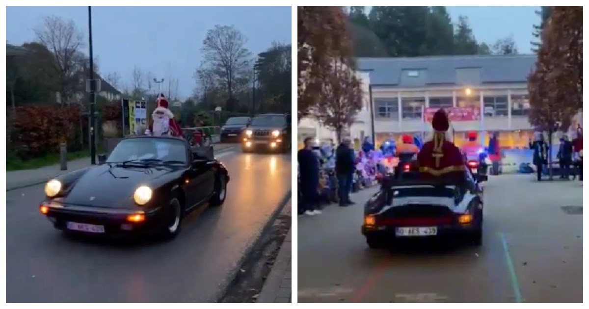 VIDEO Sveti Nikola stigao u belgijsku školu u Porscheu i pod pratnjom policije