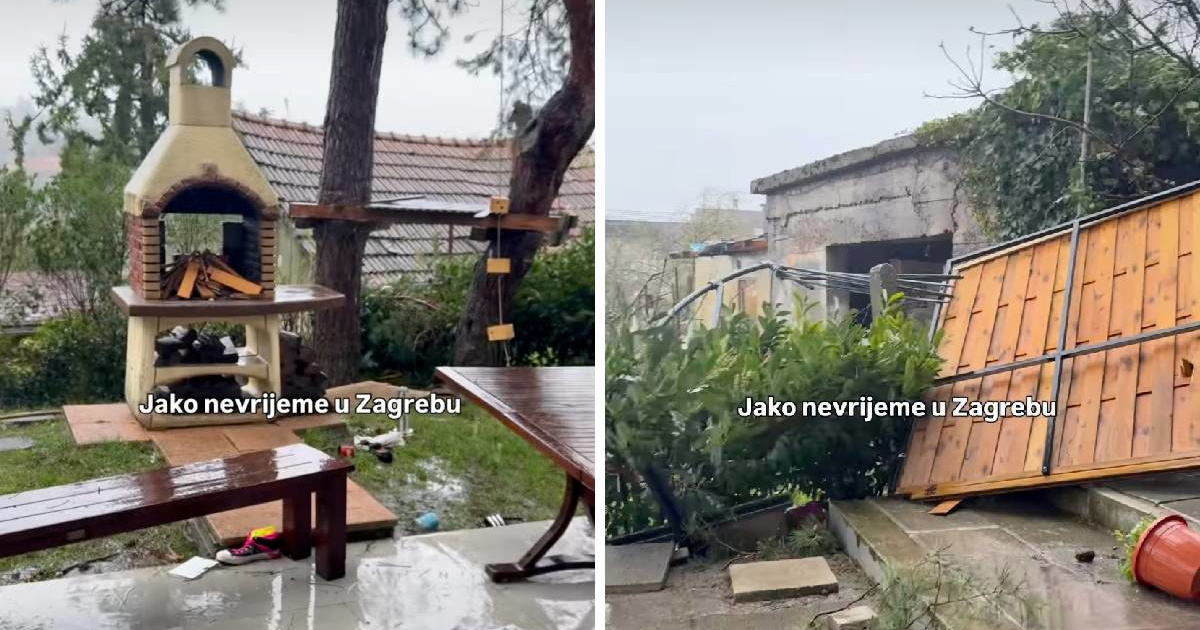 Glumica snimila dvorište tijekom nevremena u Zagrebu, stvari su letjele na sve strane