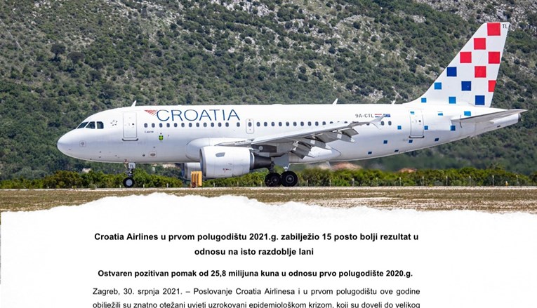 Croatia Airlines o gubitku od 147.4 milijuna kuna: "Ostvaren pozitivan pomak"
