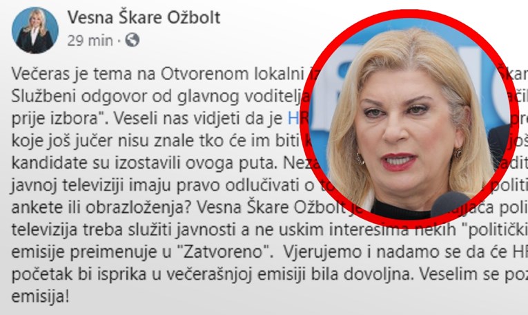 Škare Ožbolt nije pozvana u Otvoreno o izborima u Zagrebu, objavila ljutiti status