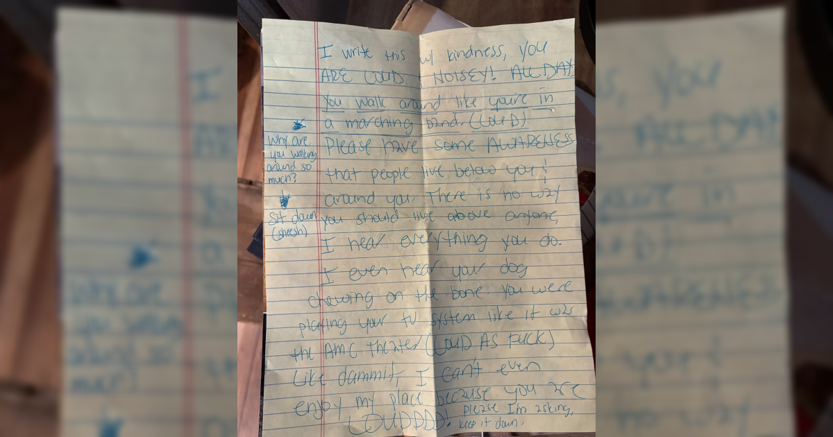 "Hodaš kao da si u limenom orkestru": Susjed joj napisao bijesnu poruku, hit je