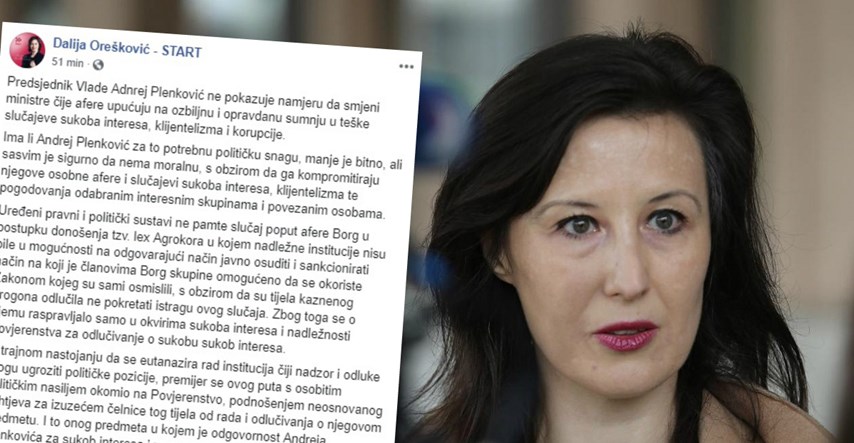 Dalija Orešković napala Plenkovića na Fejsu