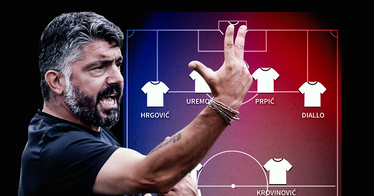 Ovo je vjerojatni sastav Hajduka za Slaven. Gattuso sprema tri promjene
