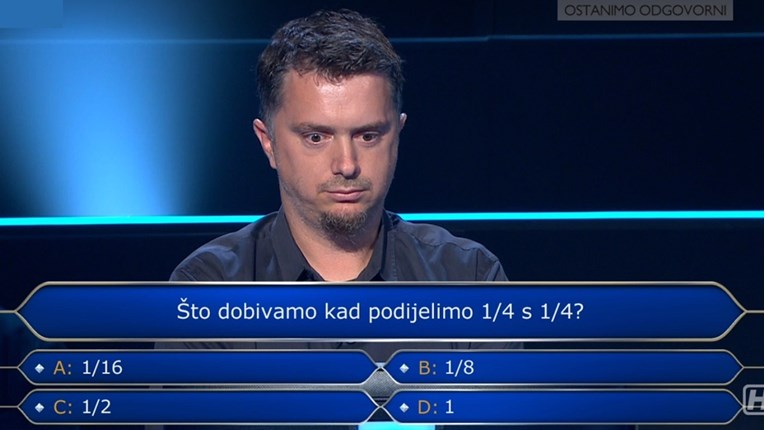 Matematičko pitanje za 2000 kuna namučilo natjecatelja Milijunaša, znate li odgovor?