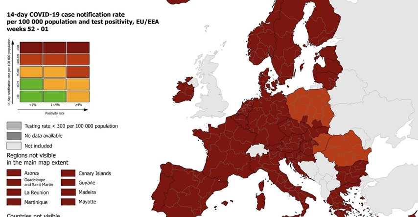 ECDC objavio novu korona-kartu, praktički cijela Europska unija tamnocrvena