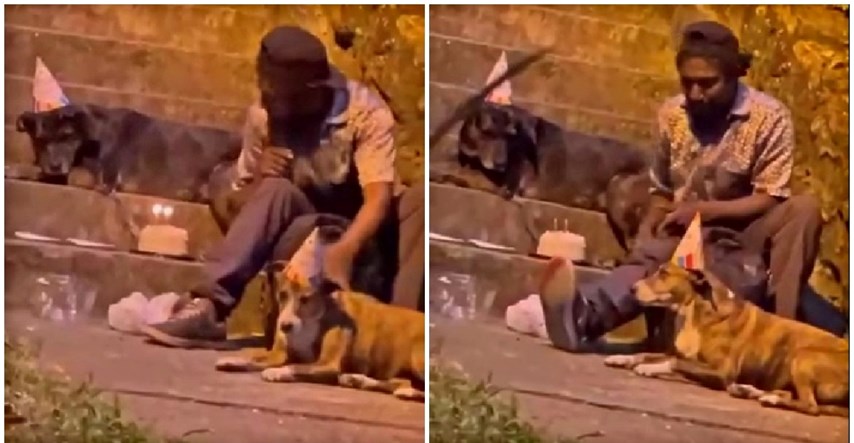 VIDEO Beskućnik organizirao proslavu rođendana za svoje pse, prizor ganuo mnoge