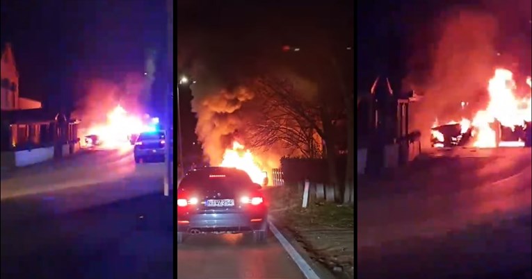 VIDEO Nesreća u Ljubuškom, Audi i Mercedes izgorjeli nakon sudara