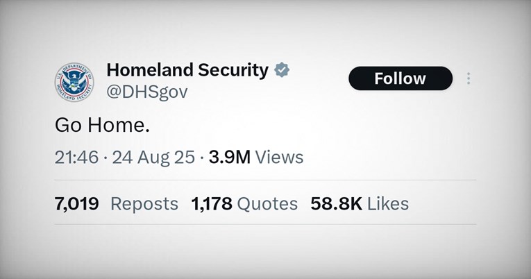 Ovo je objava američkog ministarstva Domovinske sigurnosti: Vratite se kućama